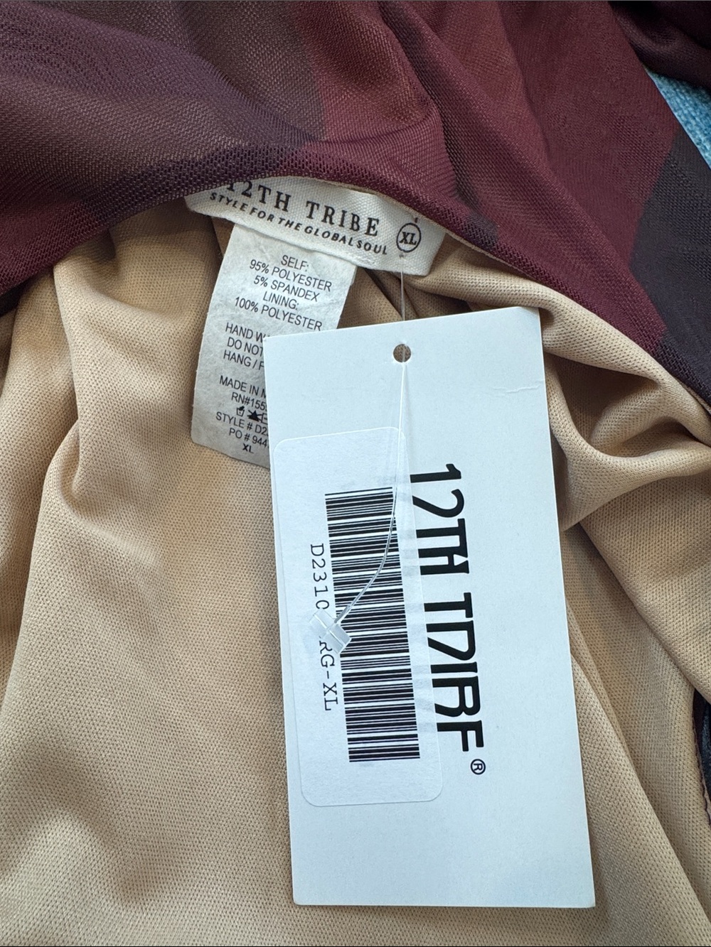 12th Tribe Wine Floral Maxi Slip Dress - Picture 2 of 3